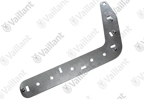Halter aus Metall mit mehreren Bohrungen und einer L-Form, geeignet für die Montage in Vaillant Heizungsanlagen.